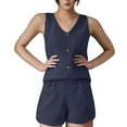 thumbnail image 1 of GILIGEGE 2 Piece Sets for Women Two Piece Outfits for Women 2025 V Neck Vest and Shorts Loose Casual Two Pieces Set Short Sets Casual Outfits for Women Navy Xl, 1 of 6