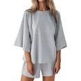 thumbnail image 1 of GILIGEGE 2 Piece Sets for Women Womens Sets Two Piece Set Summer Outfits 2 Piece Pajama 3/4 Sleeve Oversized Tshirts Elastic Waist Short Summer Lounge Sets Grey Xxl, 1 of 9