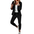 thumbnail image 1 of GILIGEGE 2 Piece Sets for Women Women's Fashionable and Casual Solid Color Suit Trousers Set Black L, 1 of 6