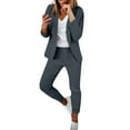 thumbnail image 1 of GILIGEGE 2 Piece Sets for Women Women's Fashionable and Casual Solid Color Suit Trousers Set Dark Grey L, 1 of 6