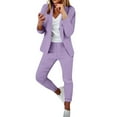 thumbnail image 1 of GILIGEGE 2 Piece Sets for Women Women's Fashionable and Casual Solid Color Suit Trousers Set Purple Xl, 1 of 6