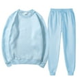thumbnail image 1 of GILIGEGE 2 Piece Sets for Women Women's Fashionable and Casual Solid Color Sweatshirt and Pants Suit Light Blue L, 1 of 3