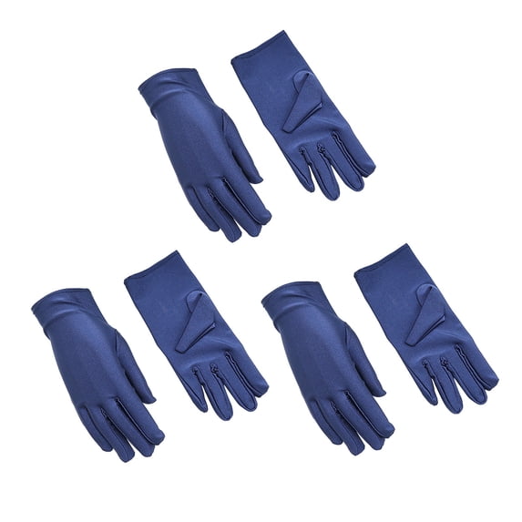 GILIGEGE 3 Pair Wrist Length Spandex Gloves,Stretchy Short Finger Opera Gloves,Retro 1920s Style,Unisex Etiquette Costume Accessories,Elegant Gloves for Wedding,Prom,Halloween Cosplay Navy