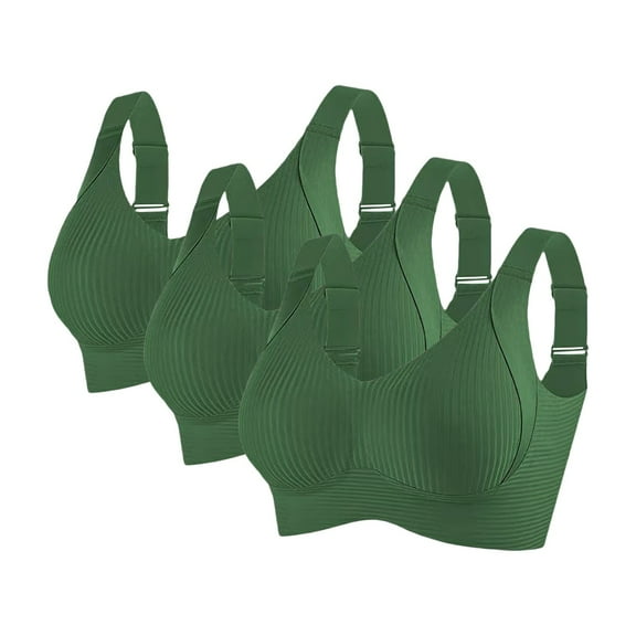 GILIGEGE 3Pc Bras for Women No Underwire Full Coverage Push Up Seamless Wireless Comfortable Bra for Women Bra for Senior Front Closure Breathable Bra for Seniors Wirefree Bras for Older Women C L