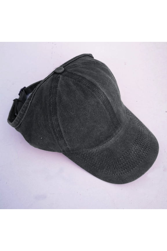 Backless Washed Cotton Ponytail Cap Messy Bun Curly Hair Baseball Caps Women Solid Sunhat Cap Ponytail Washed Sports Sun Visor Running Hats Women Cap Outdoor Sunhat Baseball Cap Men Ponytail