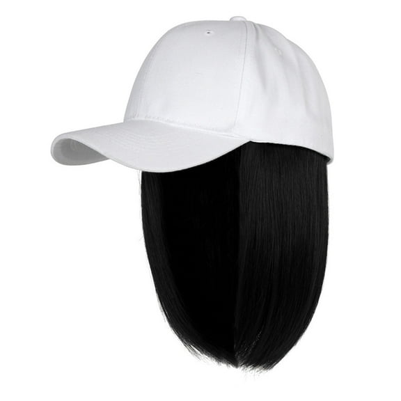 GILIGEGE Baseball Cap Wig with Hair Extensions Synthetic Wig Hat for Women Adjustable Baseball Hat Cap with Extensions Straight Short Bob Hairstyle Removable Wig Hat for Woman Girl Ash Blonde Mix Ble