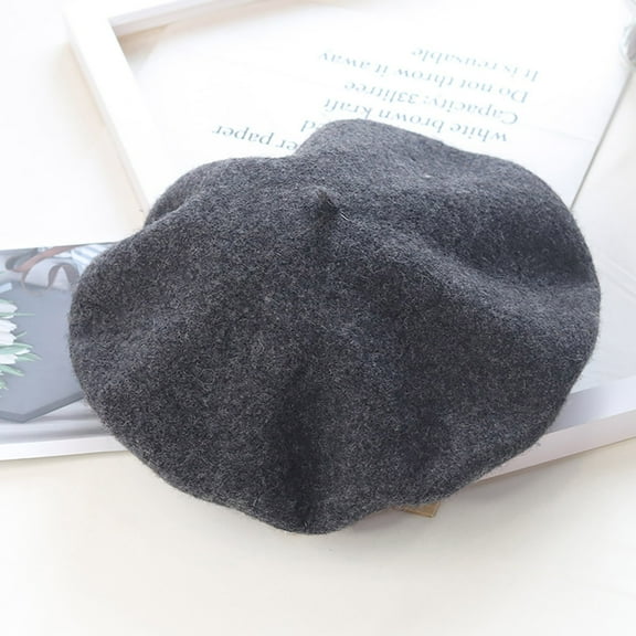 GILIGEGE Beret Cap Ivy Hats for Women and Men Classic Flat Cap Newsboy Hat Women's Autumn and Winter Fashion New Casual Wool Knitted Beret Dark Grey One Size