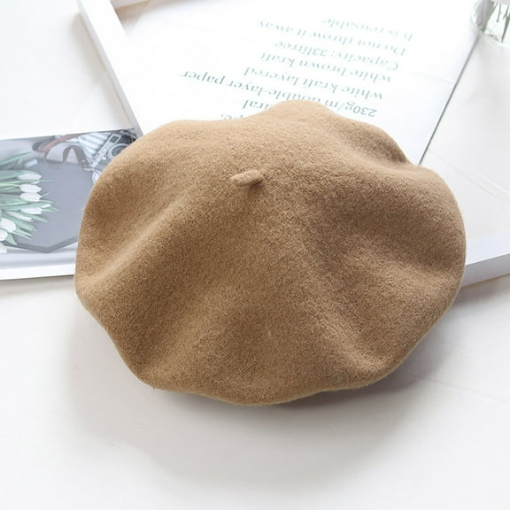 GILIGEGE Beret Cap Ivy Hats for Women and Men Classic Flat Cap Newsboy Hat Women's Autumn and Winter Fashion New Casual Wool Knitted Beret Khaki One Size