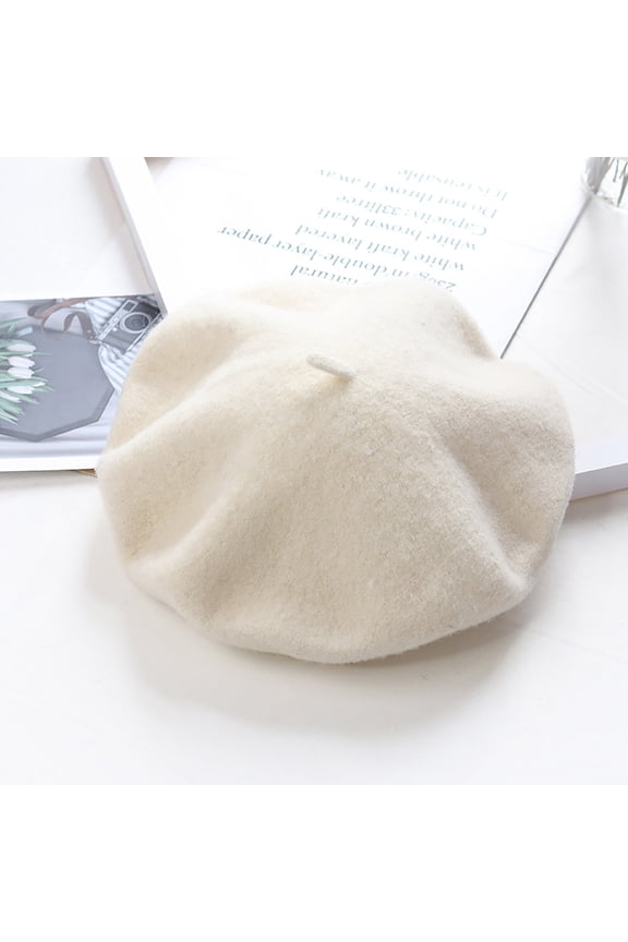 Beret Cap Ivy Hats for Women and Men Classic Flat Cap Newsboy Hat Women's Autumn and Winter Fashion New Casual Wool Knitted Beret White One Size