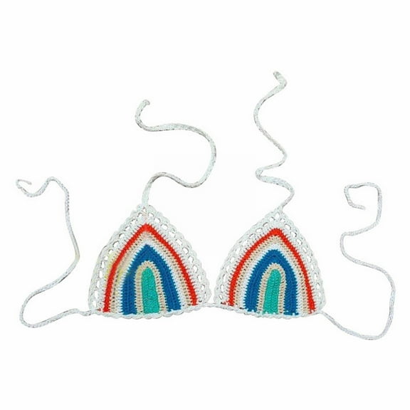 GILIGEGE Bikini Tops for Women Triangle Bikini Top Halter String Bathing Suits Top Women's Solid Color Crochet Swimsuit Euramerican Swimsuit Bikini Top G L