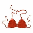 thumbnail image 1 of GILIGEGE Bikini Tops for Women Triangle Bikini Top Halter String Bathing Suits Top Women's Solid Color Crochet Swimsuit Euramerican Swimsuit Bikini Top Orange S, 1 of 3