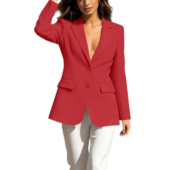 GILIGEGE Blazers for Women Business Work Casual Dressy Lightweight Suit Jackets Office Professional Blazer,Plus Size Trendy Sweater Jacket with Pockets,Button Up Fall Winter Clothes Red L