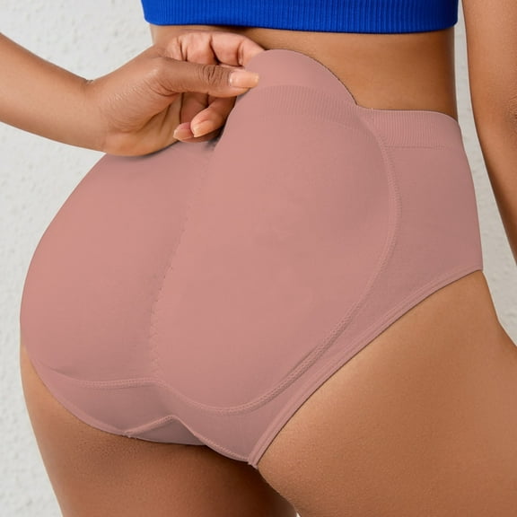 GILIGEGE Butt Lifter Panties for Women Padded Underwear Seamless Booty Pads Enhancer Shapewear Butt Lifting Panty for Under Dresses Solid Color Detachable Hip Pad Peach Hip Shaping Underwear Pants