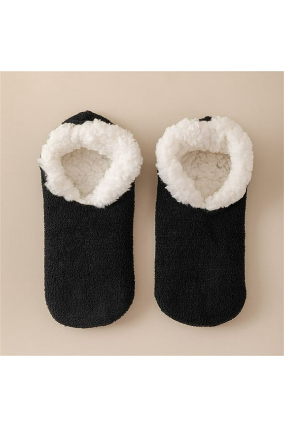 Butter Soft House Slippers for Women, Cozy Sherpa-Lined Slipper Socks for Women Soft Sole Non-Skid Machine Washable Women's Winter Thick Couple's Short Shoes and Socks Lamb's Wool Warm Plush