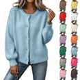 thumbnail image 1 of GILIGEGE Cardigan Sweaters for Women,Button Down Crewneck Long Sleeve Open Front Chunky Sweaters,Soft Cozy Loose Fit,Trendy Oversized Casual Fall Winter Back to School Teacher Outfits 2026 Sky Blue S, 1 of 4