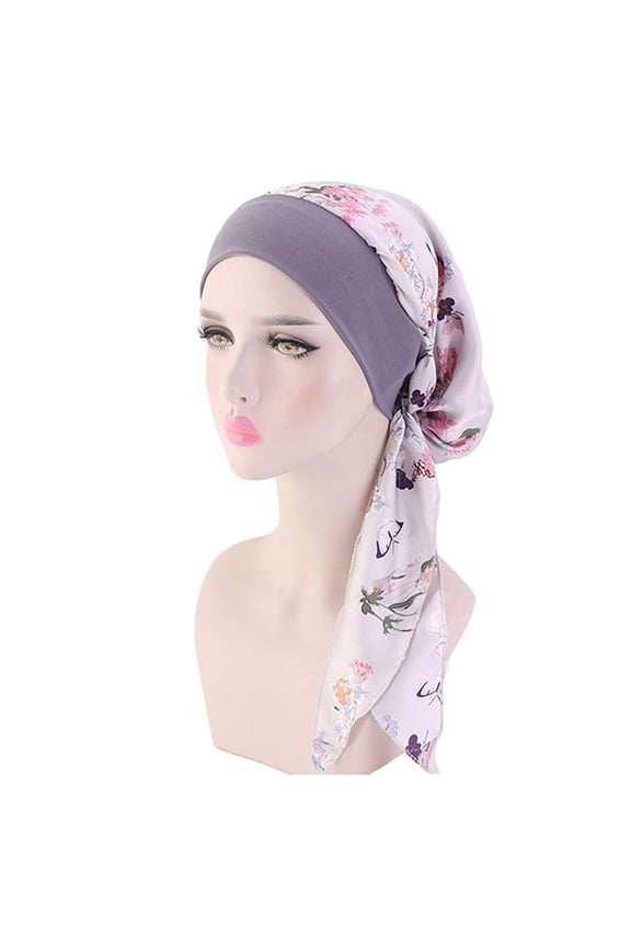 Chemo Head Scarf for Women Cancer Slip On Bandana Headwrap Turban Headwear Hair Cover,Chemo Headwear Turbans for Women,Headwear Coverings Cap Women's Casual Headwear Turban Cap Print Loose C