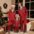 thumbnail image 1 of GILIGEGE Christmas Family Matching Pajamas Long Sleeve Button Down Pj Set Festival Party Sleepwear Family Satin Christmas Pajamas Sets Solid Silk Xmas Pjs Matching Sets Wine S, 1 of 9