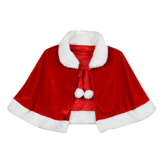 GILIGEGE Christmas Santa Claus Cloak with Red White Brimmed Santa Hat Cape Robe Xmas Velvet Shawl for Women Christmas Cosplay Christmas Velvet Shawl Cloak Cape for Christmas Party Dress Up