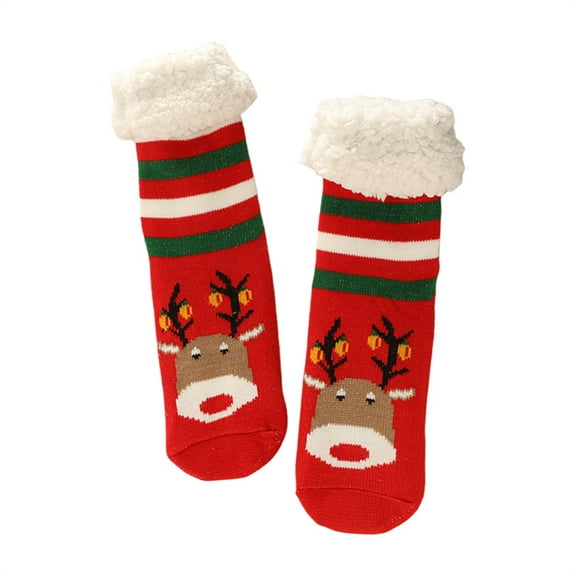 GILIGEGE Christmas Slipper Socks for Women with Grippers Non Slip, Fuzzy Funny Santa Sherpa Lined Xams Slipper Socks for Family Fluffy Winter Warm Lamb Fleece Socks Christmas Holidays Gifts