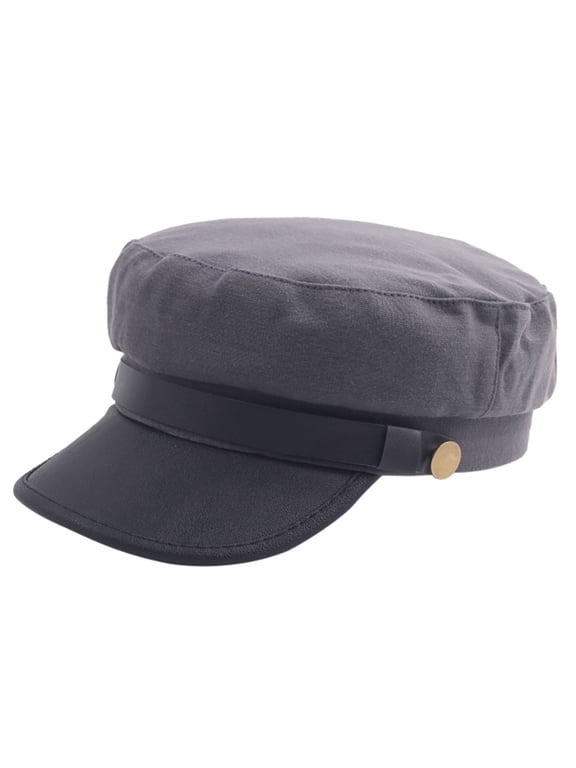 Classic Chauffeur Hat for Men Women Unisex Captain Sailor Hat Retro Women's Beret Campus Style Fashionable Flat Top Hat Newsboy Cap Costume Cotton & Leather Flat Cap for Men & Women Grey