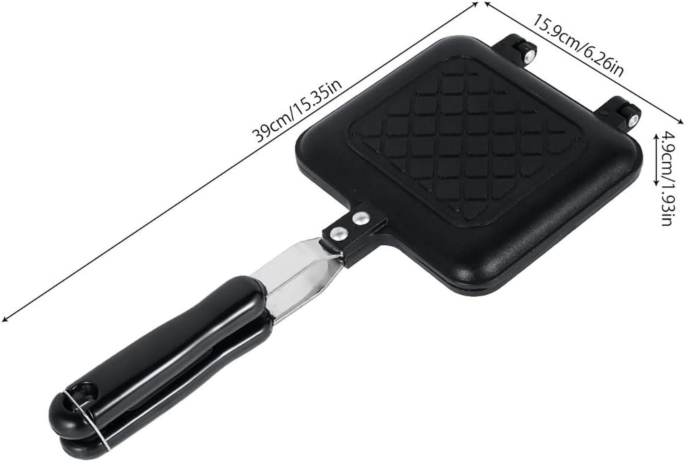 GILIGEGE Cooking Utensils Toastie Maker Double Side Bread Frying Pan Non Stick Stovetop Sandwich Maker Machine With Heat Handles Multiple Purposes Sandwich Camping Toaster For Stov