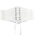 thumbnail image 1 of GILIGEGE Corset Belt for Women - Vintage Lace-Up Elastic Waist,Tied Waspie Wide for Halloween Costume Waist Cincher Corset Wide Band Elastic Tied Belt Leather Soft Adjustable Black Costumes White, 1 of 4