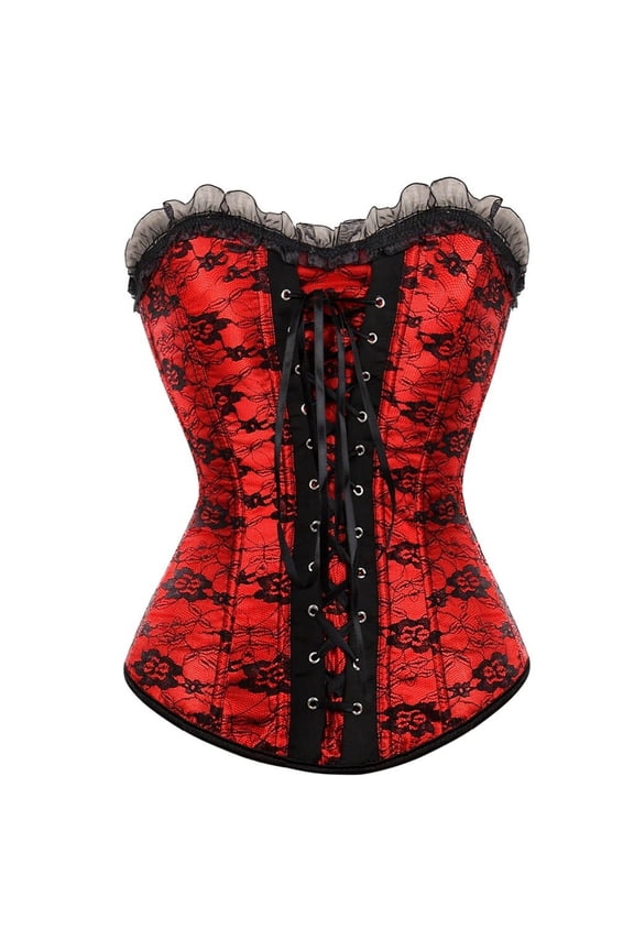 Corset Tops for Women Going Out Crop Tops for Women Corset Tops for Women Bustier Lingerie Lace Waist Bodysuit Red M