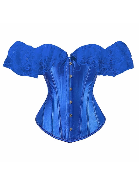 Corset Tops for Women with Sleeves Going Out Crop Tops for Women Corset Tops for Women Bustier Lingerie Lace Waist Bodysuit Blue S