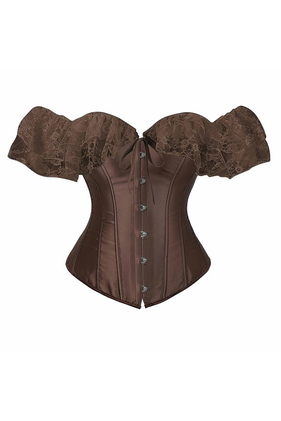 Corset Tops for Women with Sleeves Going Out Crop Tops for Women Corset Tops for Women Bustier Lingerie Lace Waist Bodysuit Coffee Xl