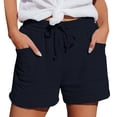 thumbnail image 1 of GILIGEGE Cotton Linen Shorts for Women Elastic Waist Drawstring Summer Beach Vacation Shorts with Pockets Womens Bermuda Shorts Casual Short Pants Loose Wide Leg High Waisted Joggers Navy, 1 of 9