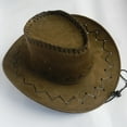 thumbnail image 1 of GILIGEGE Cowboy Cowgirl Hat for Men Women Classic Western Outback Cattleman Canvas Summer Beach Panama Sun Hats Women Men Summer Cowboy Hat Shapeable Wide Brim Sun Hat, 1 of 3