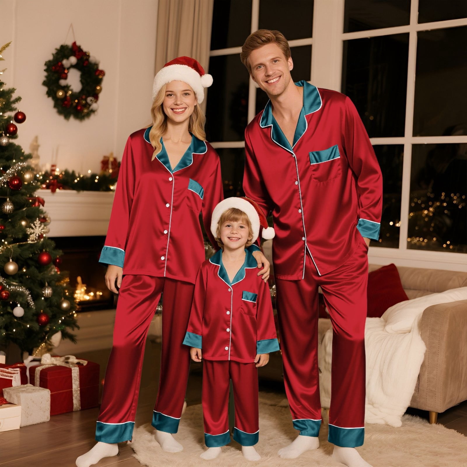 GILIGEGE Family Christmas Pajamas Matching Sets 2025 Cozy Satin Pjs ...