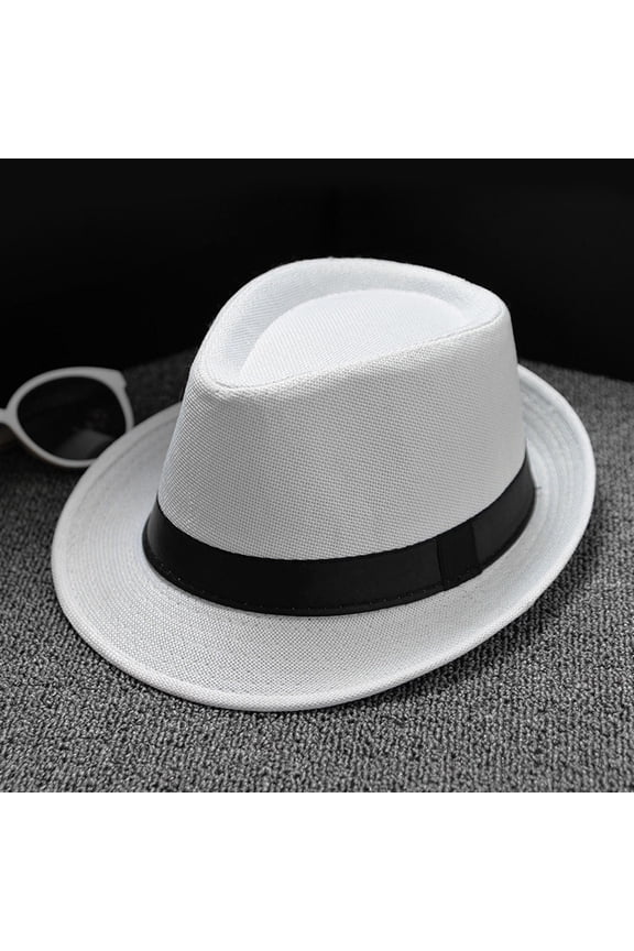 Fedora Hats for Men Women Short Brim Unisex Summer Beach Style 1920S Party Accessories,Retro Jazz Hat Soild British Sun Hat Classic Panama Hat Men and Women Jazz Hat Soild British Sun Hat Tr