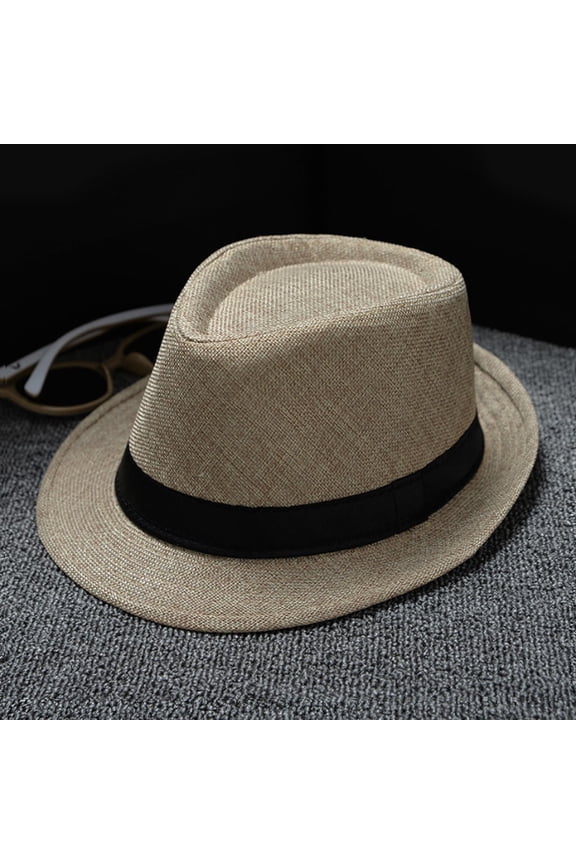Fedora Hats for Men Women Short Brim Unisex Summer Beach Style 1920S Party Accessories,Retro Jazz Hat Soild British Sun Hat Classic Panama Hat Men and Women Jazz Hat Soild British Sun Hat Tr