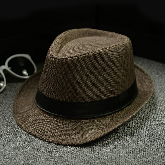 GILIGEGE Fedora Hats for Men Women Short Brim Unisex Summer Beach Style 1920S Party Accessories,Retro Jazz Hat Soild British Sun Hat Classic Panama Hat Men and Women Jazz Hat Soild British Sun Hat Tr