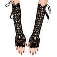 thumbnail image 1 of GILIGEGE Fingerless Gloves Steam Punk Goth Witch Long Elbow Arm Warmer Lace Sleeves for Costume Party Halloween Cosplay,Women's Punk Fingerless Glove Lace Mesh Gloves for Halloween Costume Party Black, 1 of 2