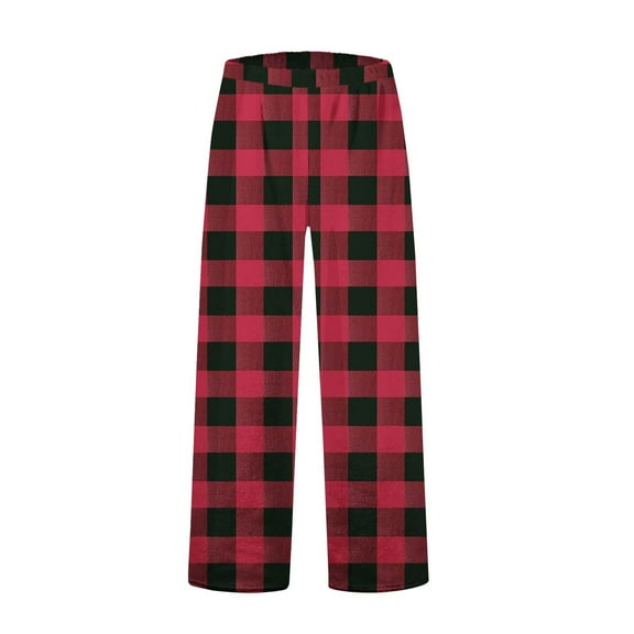 GILIGEGE Fluffy Flannel Pajama Pants Women Fuzzy Buffalo Plaid Pj Pants Comfy Loose Soft Plaid Pant Elastic Waist Sleep Pant Wide Leg Lounge Sleepwear with Pockets Red XXL