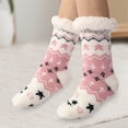 thumbnail image 1 of GILIGEGE Fluffy Thermal Sherpa Slipper Socks for Women Ultra Soft Christmas Winter Non Skid Christmas Fuzzy Socks Cozy Fluffy Winter Warm Slipper Socks Plaid Printed Soft Home Sleeping Socks, 1 of 7