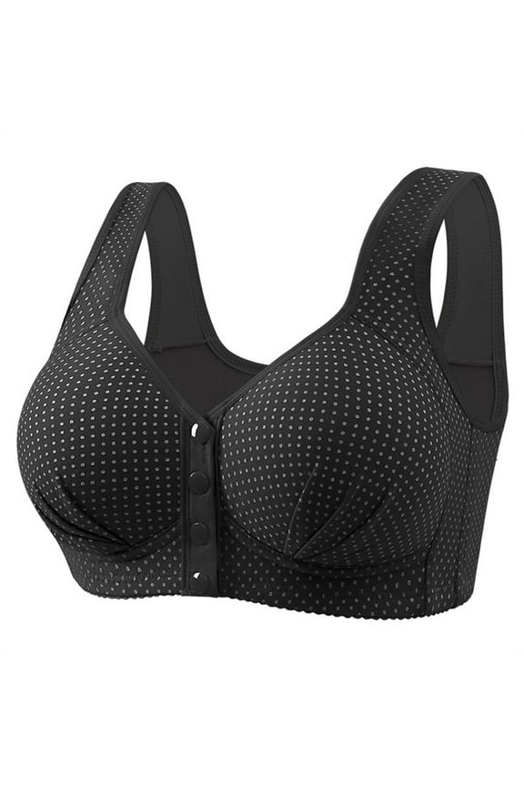 Front Closure Bras for Older Women Front Snap Closure Padded Bra for Older Senior Women, No Underwire Full Coverage Comfortable Bra Everyday Seamless Bras Lace Front Shaping Cup Adjustable S