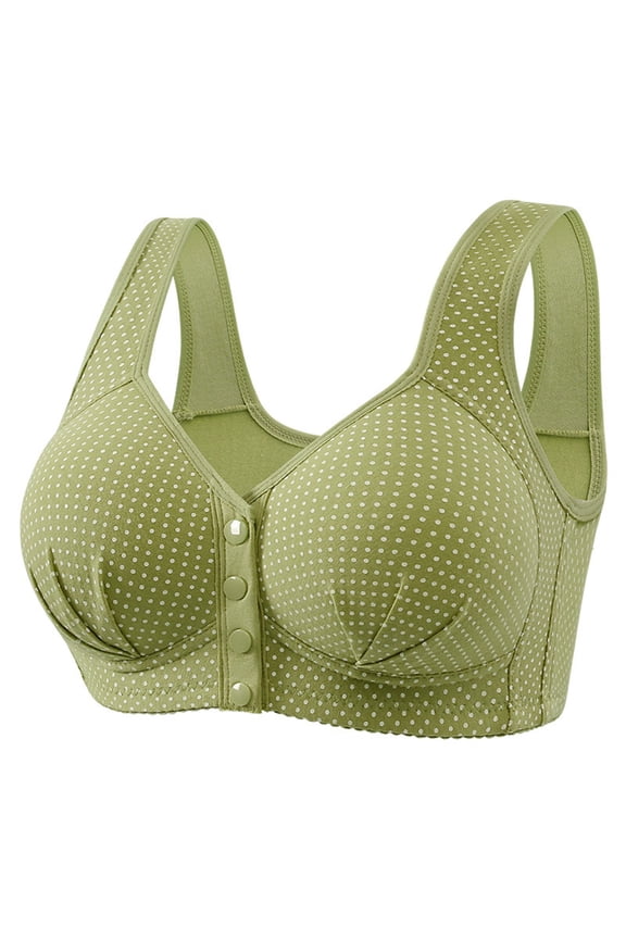 Front Closure Bras for Older Women Front Snap Closure Padded Bra for Older Senior Women, No Underwire Full Coverage Comfortable Bra Everyday Seamless Bras Lace Front Shaping Cup Adjustable S