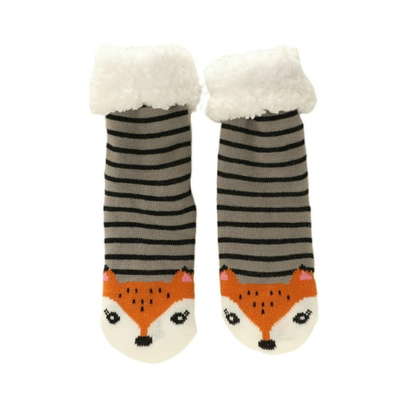 GILIGEGE Fuzzy Slipper Socks for Women with Grips Warm Sherpa Lined Animal Cabin Socks Non Slip Indoor House Stocking Stuffers Christmas Gifts Cozy Winter Cozy Fluffy Socks Holidays Gifts