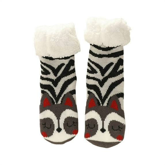 GILIGEGE Fuzzy Slipper Socks for Women with Grips Warm Sherpa Lined Animal Cabin Socks Non Slip Indoor House Stocking Stuffers Christmas Gifts Cozy Winter Cozy Fluffy Socks Holidays Gifts