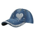 thumbnail image 1 of GILIGEGE Glitter Ponytail Baseball Cap for Women Ladies Ponytail Cap Washed Cotton Hat Dad Hat Cooling Thin Breathable Sports Cap Outdoor Activities Gatsby Ivy Hat Blue, 1 of 5