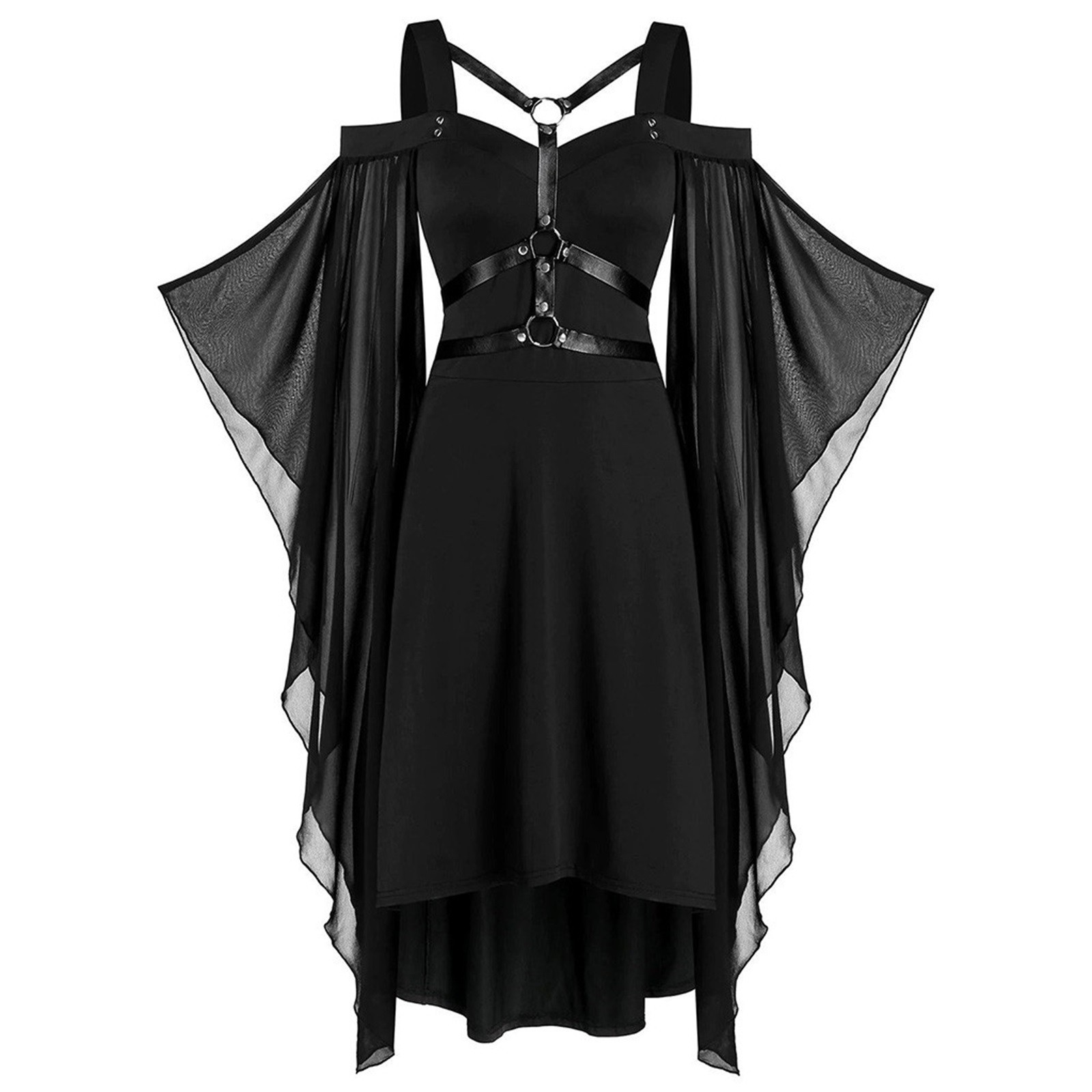 GILIGEGE Gothic Dresses for Women Cold Shoulder Lace Up Corset Dress — free download