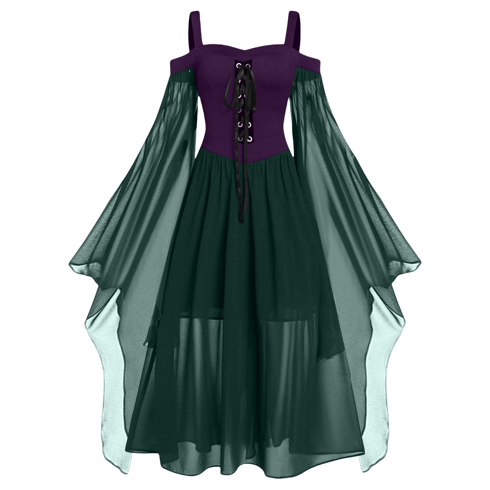 GILIGEGE Gothic Dresses for Women Vintage Chiffon Cold Shoulder Flare — free download