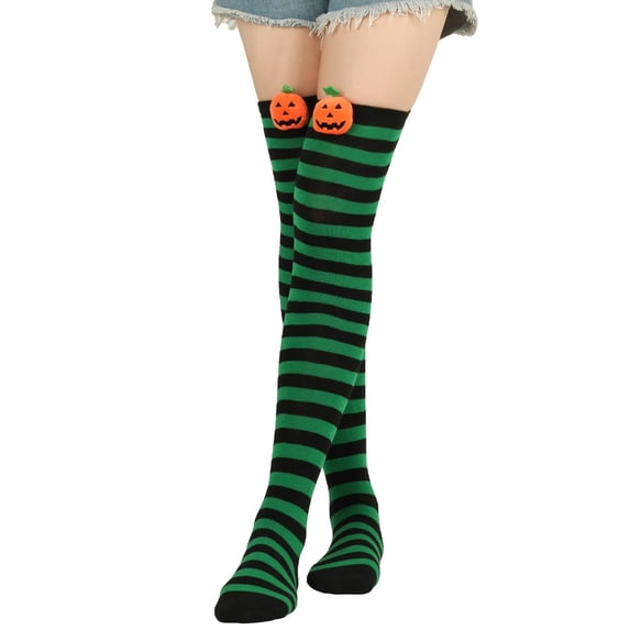 GILIGEGE Halloween Knee High Socks Striped Witch Long Socks for Women Girls Cosplay Party Dress Up Funny Novelty Gifts Thigh Long Socks Over The Knee Leg Warmers for Halloween Costume Accessories