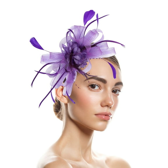 GILIGEGE Hats for Women Fascinators Womens Flower Hat for Tea Party Cocktail Ball Wedding Church Purple One size