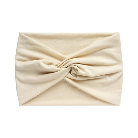 GILIGEGE Headbands for Women Stretchy Non Slip Soft Cotton Cloth Hair Bands for Sports, Workout, Yoga and Running Women Fashion Casual Yoga Hairband Sports Elastic Absorbing Headband Beige One Size