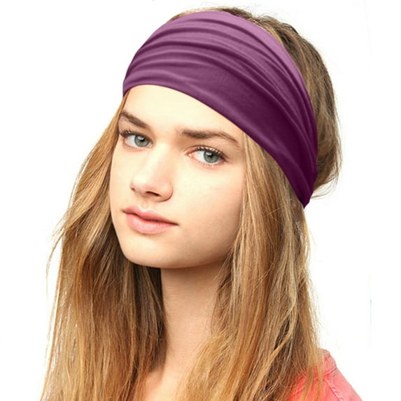 GILIGEGE Headbands for Women Stretchy Non Slip Soft Cotton Cloth Hair Bands for Sports, Workout, Yoga and Running Women Solid Color Headband Elastic Head Wrap Headband Red One Size