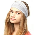 thumbnail image 1 of GILIGEGE Headbands for Women Stretchy Non Slip Soft Cotton Cloth Hair Bands for Sports, Workout, Yoga and Running Women Solid Color Headband Elastic Head Wrap Headband White One Size, 1 of 2